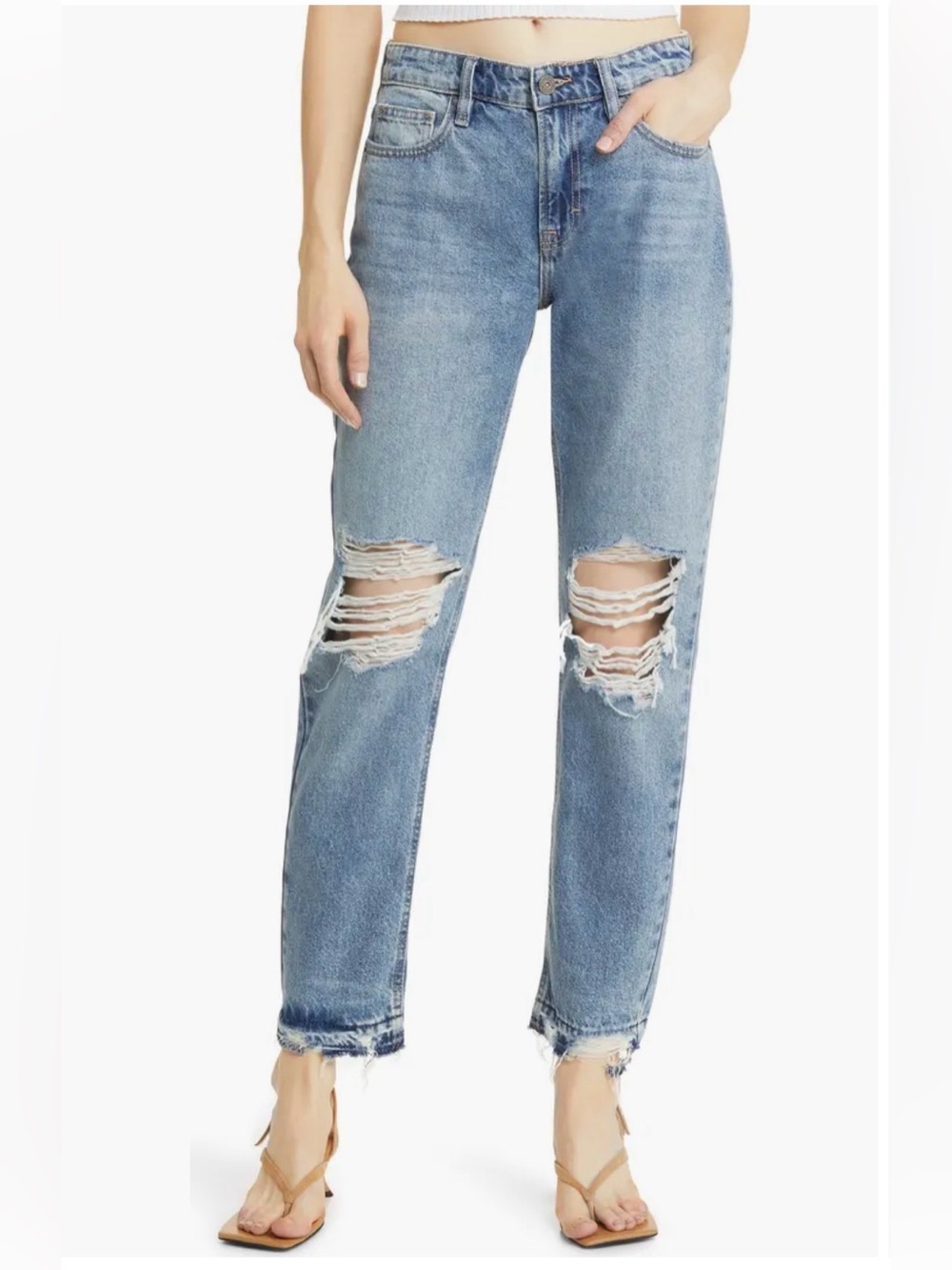 Hidden Bailey Ripped High Waist Slim Boyfriend Jeans Womens size 28 NEW W TAGS